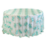 120" round Floral Embroidered Tableloth - Wholesale Wedding Chair Covers l Wedding & Party Supplies