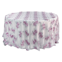 120" round Floral Embroidered Tableloth