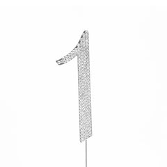 Silver Numbers Rhinestone Cake Toppers