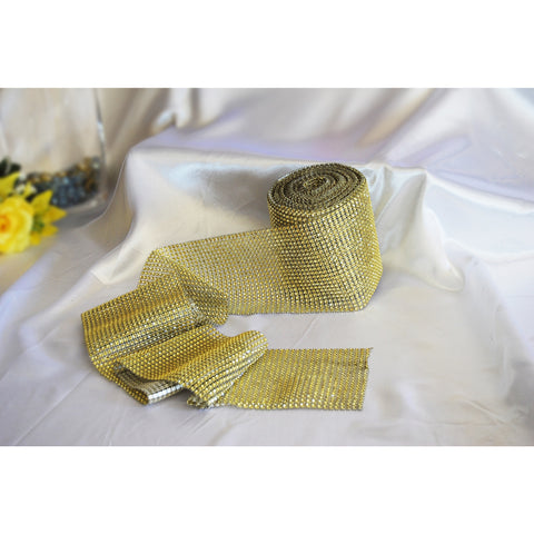 Gold-Rhinestone Mesh Roll (30ft) - Wholesale Wedding Chair Covers l Wedding & Party Supplies