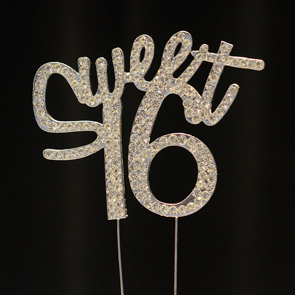 Sweet 16 Rhinestone Cake Topper - Wholesale Wedding Chair Covers l Wedding & Party Supplies