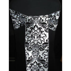 SILVER/BLACK Damask Sash (Pack of 10)