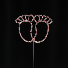 Baby feet rhinestone cake topper