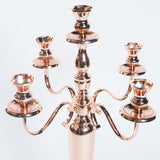 5 Arm Rose Gold Candelabra - Wholesale Wedding Chair Covers l Wedding & Party Supplies
