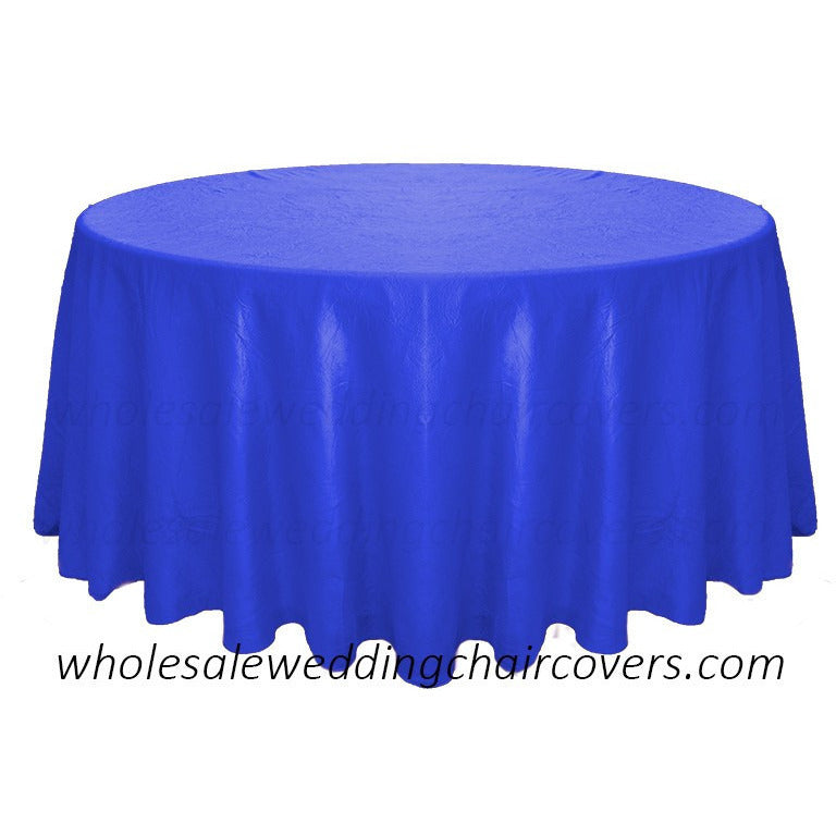 120" Round Crushed Taffeta Tablecloth - Wholesale Wedding Chair Covers l Wedding & Party Supplies