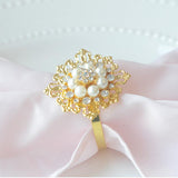Seven Pearl Rhinestone Napkin Ring (12 Pack) - Wholesale Wedding Chair Covers l Wedding & Party Supplies