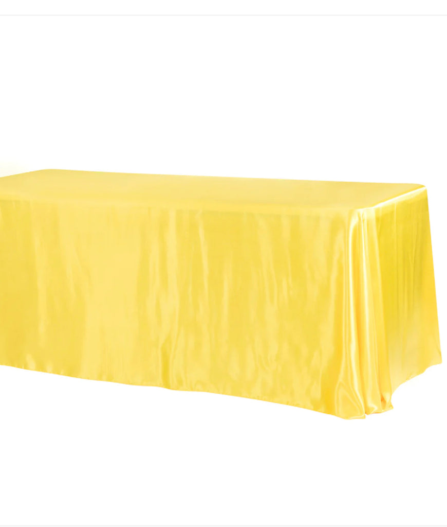 90 x 132 yellow satin tablecloth